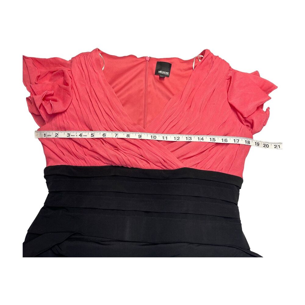 Melrose Sheath Dress Girls 12 Pink Black Pleated Flutter Sleeve Surplice Neck - Picture 4 of 7